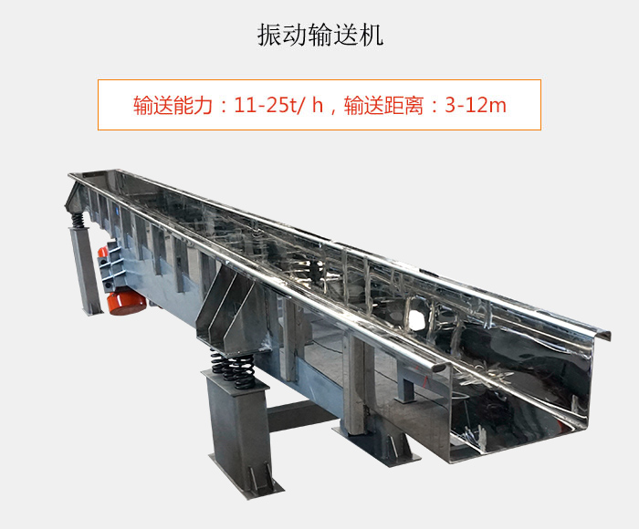 振動輸送機：輸送能力：11-25t/ h，輸送距離：3-12m