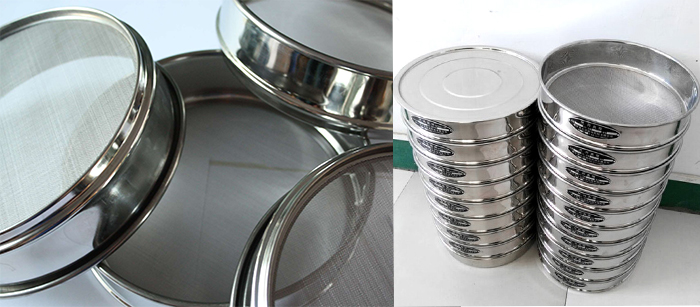 標準土壤篩,篩框與篩網(wǎng)展示圖。